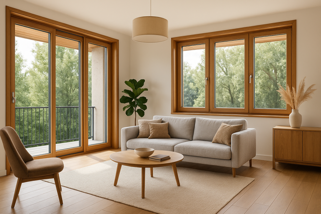 עיצוב פנים עם חלונות עץ אלומיניום