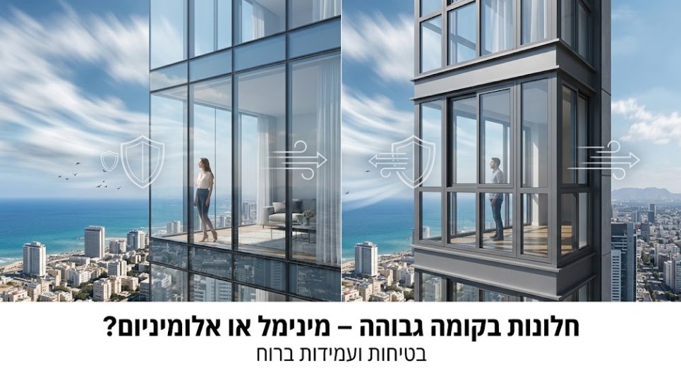 חלונות בקומה גבוהה - מינימל או אלומיניום מבחינת בטיחות ועמידות ברוח?