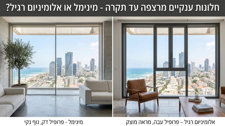 חלונות ענקיים מרצפה עד תקרה - מינימל או אלומיניום רגיל?